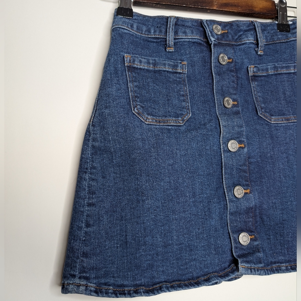 H&M Girls Kids Button Up A Line Blue Casual Mini Jean Skirt Size 10-11 Years - Picture 4 of 16